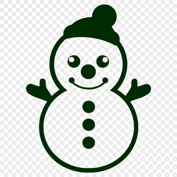 A simple vector illustration of a snowman standing in the winter landscape.