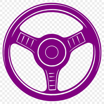 A digital illustration of a car steering wheel in a vector format.