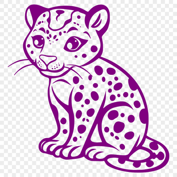 A full-body illustration of a sitting ocelot, a medium-sized wild cat species.