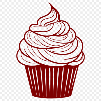 A colorful illustration of a single serving-sized cake with frosting on top.