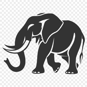 A standing elephant with its full body visible in a simple vector design.