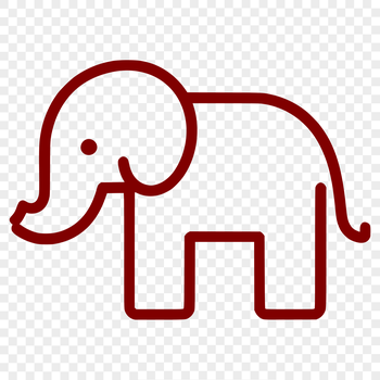 Illustrative vector art of a single African elephant in profile, suitable for digital cutting machines or laser engraving.