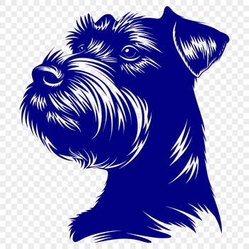 A detailed illustration of a Miniature Schnauzer's head, suitable for custom design and crafting projects.