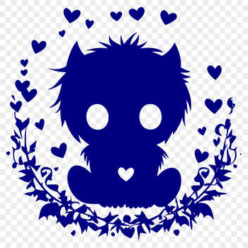 A cute monster design featuring love hearts, suitable for Halloween decorations or crafts.
