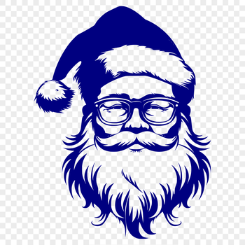 A jovial Father Christmas character wearing glasses, depicted in a vector design format.