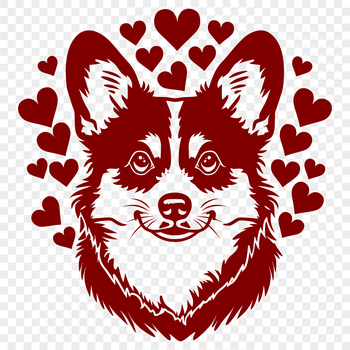 A detailed illustration of a Welsh Corgi's head, designed as vector art for various uses.