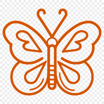A simple line drawing of a full body butterfly insect with detailed features.