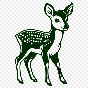 A standing deer with a cute expression, depicted in simple vector lines.