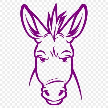 Simple line drawing of a donkey's head.