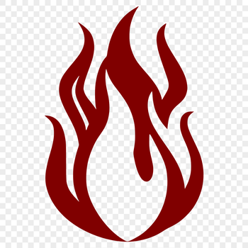 A graphic representation of fire, created as a vector shape for digital use.