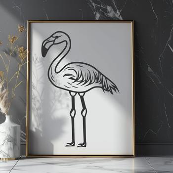 An SVG vector graphic of a single flamingo, depicted in a neutral style suitable for commercial use.