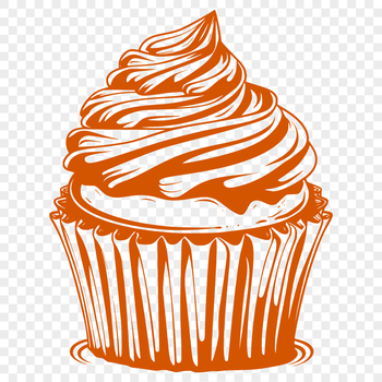 A colorful cupcake design featuring frosting and sprinkles.
