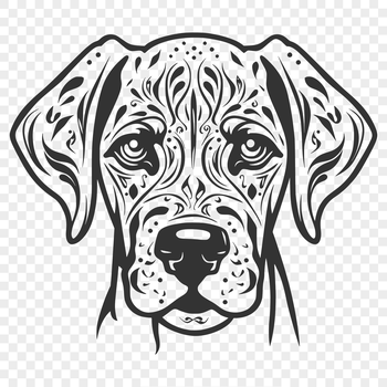 Large dog breed illustration featuring a Great Dane's head in detail.