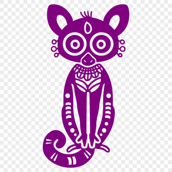 A full-body illustration of a lemur in a simple design.