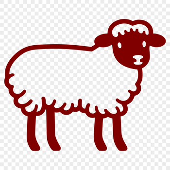 A simple line drawing of a sheep's full body in profile, suitable for use as clip art or vector design.