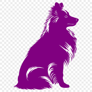 A portrait illustration of a sitting Shetland sheepdog breed.