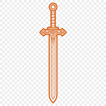 A metallic sword with intricate details, suitable for vector graphics design.