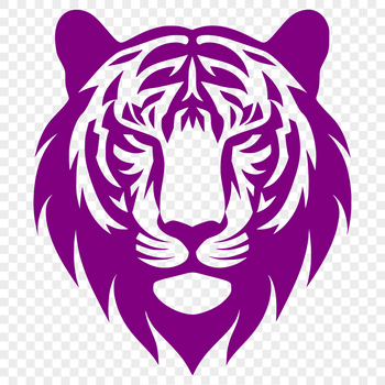 A detailed digital illustration of a tiger's head, suitable for vector design and cutting machine applications.