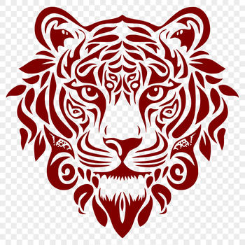 A detailed illustration of a tiger's head from various angles, suitable for design projects.