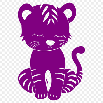 A detailed illustration of a tiger sitting in a relaxed pose, showcasing its vibrant fur texture.