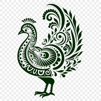 A detailed illustration of a turkey from the front, showcasing its feathers and body.