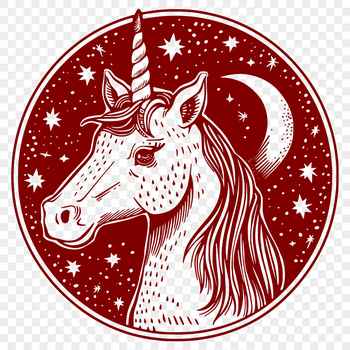 A digital illustration of a mythical unicorn's head with intricate details.