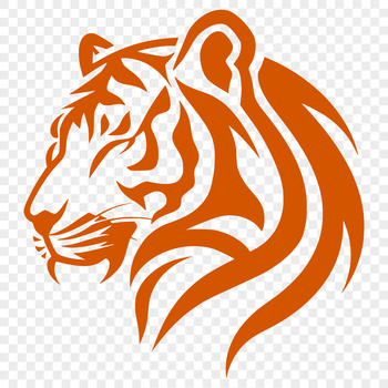 A detailed illustration of a tiger's head, suitable for vector design and cutting machine stencils.