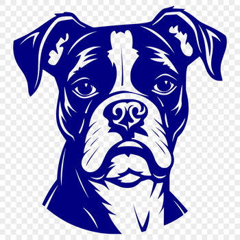 A detailed illustration of a Boxer dog's head in profile.