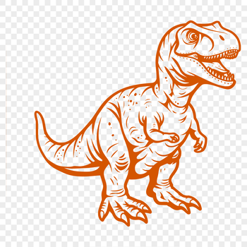 A detailed illustration of a T Rex dinosaur's full body, showcasing its prehistoric features.