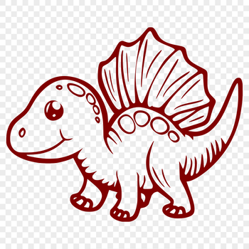 A colorful illustration of a small prehistoric dinosaur standing upright on its legs.
