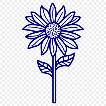 A simple line drawing of a sunflower in a floral design.