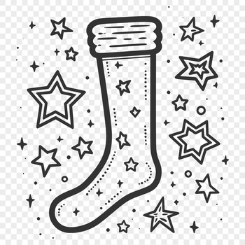 A vector graphic illustration of a Christmas stocking with a traditional design.
