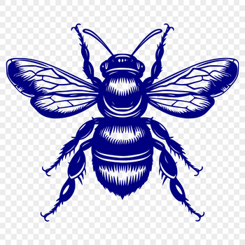 A detailed illustration of a bee in its entirety, suitable for vector graphics and design.