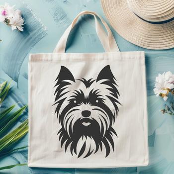 Vector illustration of a close-up of a Yorkshire Terrier's head, ideal for personal or commercial use as clip art.