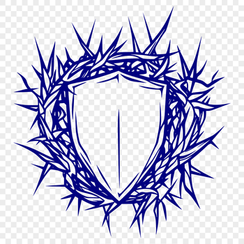 Vector shield design with thorns and ornate details, ideal for cutting machine projects.