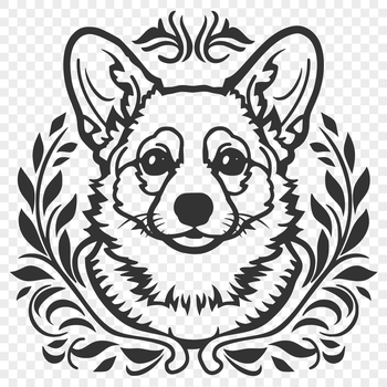 Close-up of a Welsh Corgi's head, ideal for pet owners and designers seeking high-quality vector art.