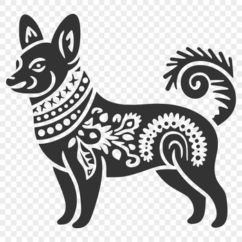 A standing, full-body illustration of a Welsh Corgi breed dog.
