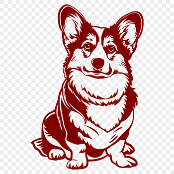 A full-body illustration of a seated Welsh Corgi.