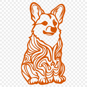 A full-body illustration of a seated Welsh Corgi breed dog.