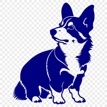 A full-body illustration of a seated Welsh Corgi breed dog, suitable for digital applications.