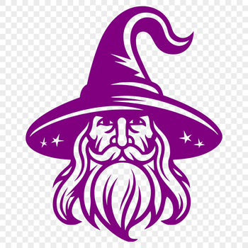 A fantasy figure, often seen in fairy tales, depicted with a pointed hat and long robes, symbolizing magic.