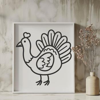 Creative Turkey Simple Line Drawing