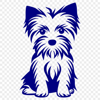 A detailed vector illustration of a Yorkshire Terrier in full body sitting pose.