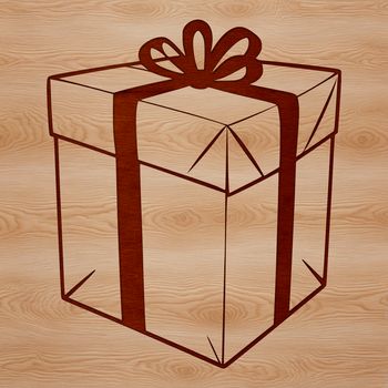 A minimalist design of a gift box with a lid and handle, ideal for vector art projects.