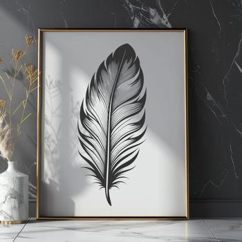 A simple illustration of a feather made from vector lines.