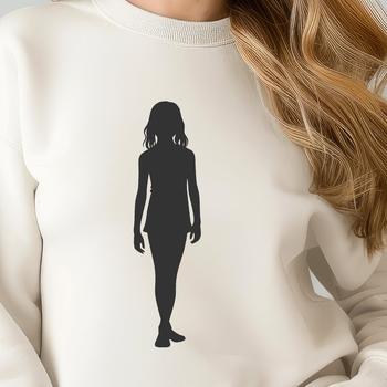 A young girl character in a simple design, suitable for digital cutting machines or vector graphics editing.