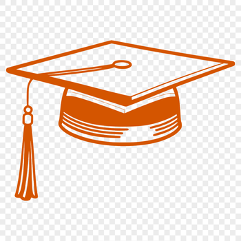 A stylized vector illustration of a graduation cap, designed for digital and commercial use.