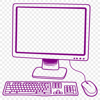 A desktop PC with a keyboard and monitor.