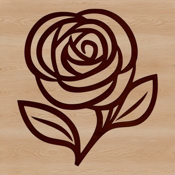 An intricately designed vector image of a rose plant featuring full-grown blooms and foliage.
