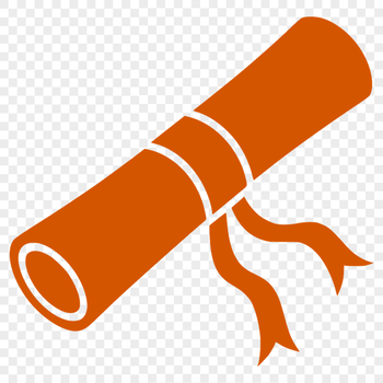 A formal graduation diploma award symbolized by a decorative paper scroll with a ribbon at the top.